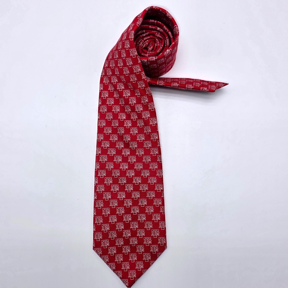 Vineyard Vines Texas A&M University Aggies Silk Tie Maroon Logo Made in USA Mens